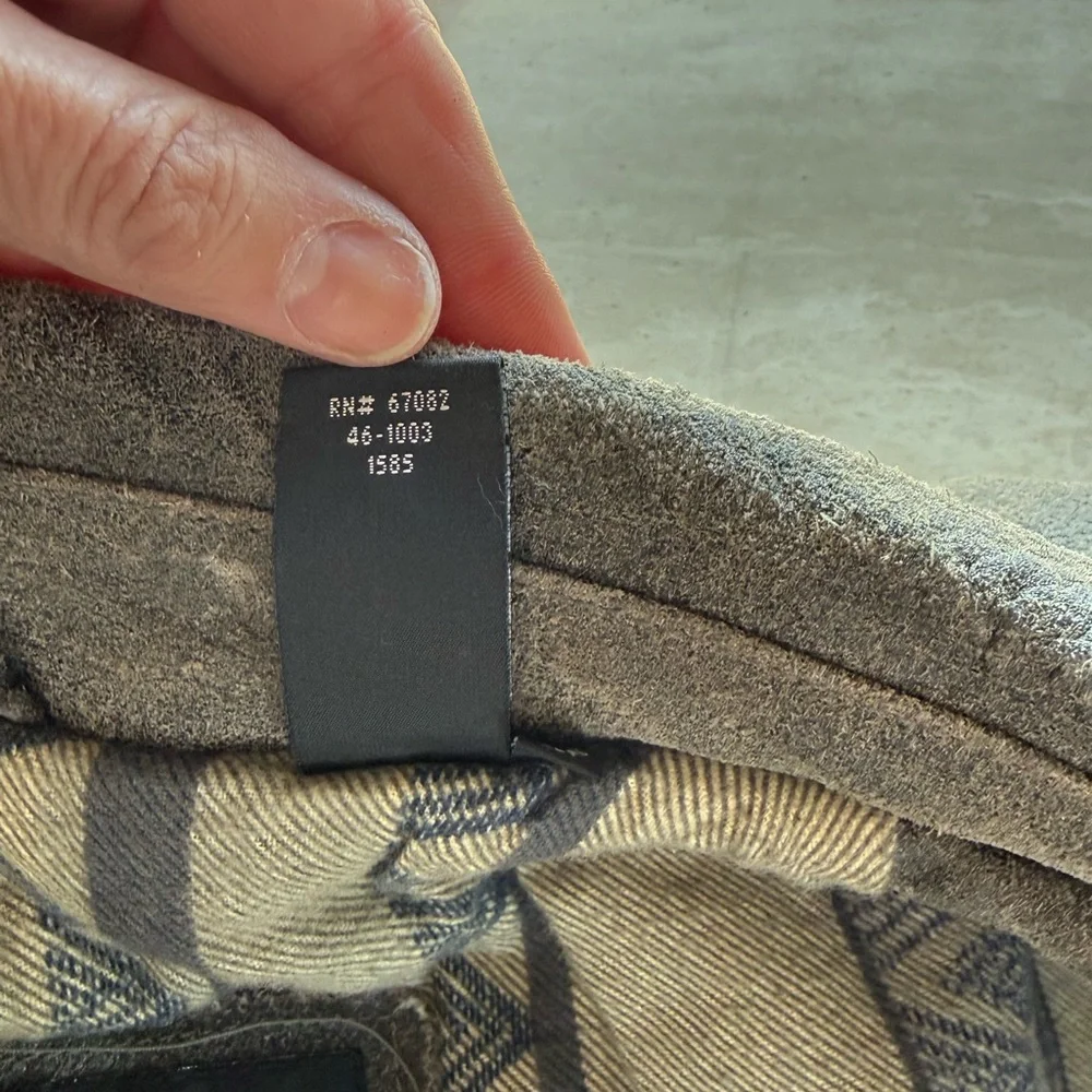 Context Brown/Gray Leather Military Bomber Jacket Men’s Size XL TALL